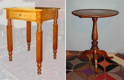 Lot 2107 - Figured Maple and Cherry Single Drawer Work...