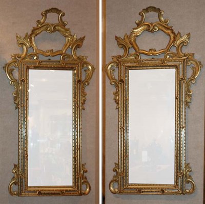 Lot 4395 - Pair of Rococo Style Gilt-Wood Mirrors Height...