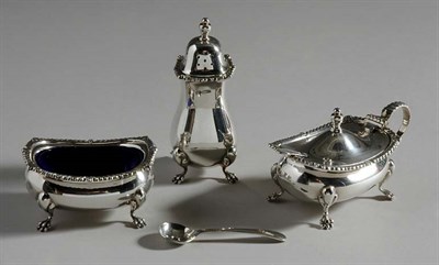 Lot 4689 - English Silver Condiment Set In original...
