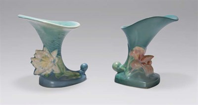 Lot 4696 - Two Similar Roseville Pottery Vases Height of...