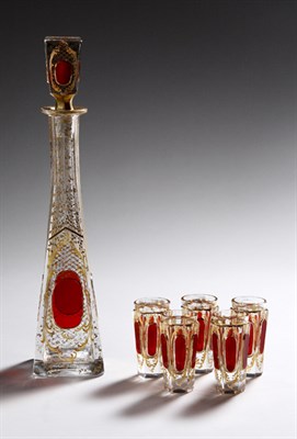 Lot 4712 - Continental Gilt Decorated Clear and Red Glass...