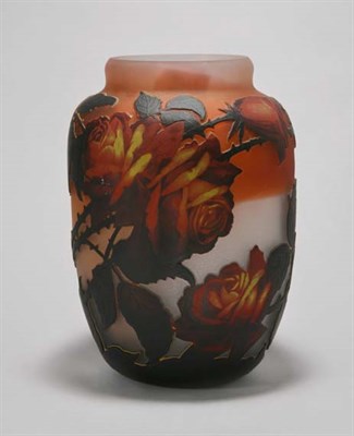 Lot 4720 - Galle Style Cameo Glass Vase Height 9 3/4 inches.