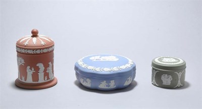 Lot 4725 - Group of Three Wedgwood Pottery Covered Boxes...