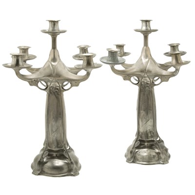 Lot 68 - Pair of Kayserzinn Secessionist Pewter...
