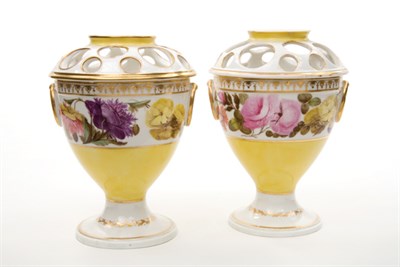 Lot 1469 - Pair of English Porcelain Bough Pots Early...