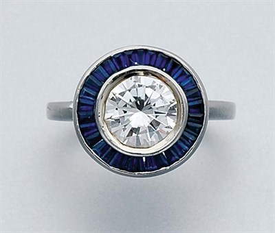 Lot 358 - Diamond and Sapphire Ring