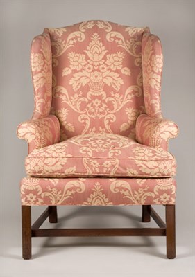 Lot 2015 - Chippendale Mahogany Upholstered Wing Chair...
