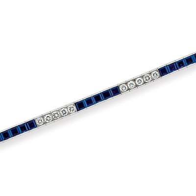 Lot 456 - Sapphire and Diamond Straightline Bracelet