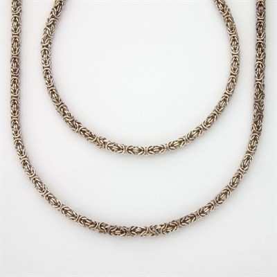 Lot 318 - Two Silver Chain Necklaces and Single Pendant-Earclip