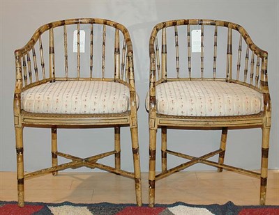 Lot 234 - Pair of Regency Style Faux Bamboo Armchairs