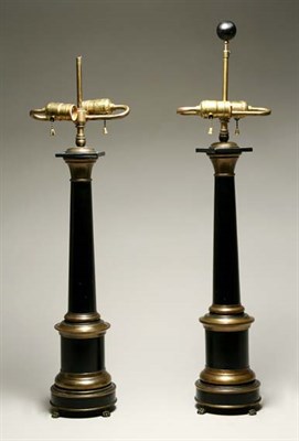 Lot 4485 - Pair of Italian Tole Painted Columnar Lamps...