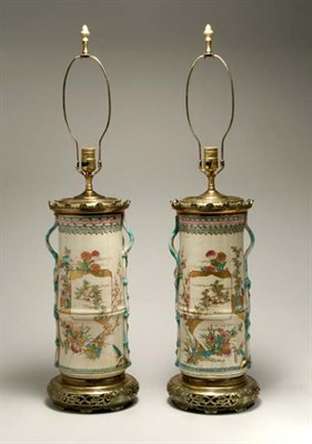 Lot 4458 - Pair of Brass Mounted Satsuma Style Vasiform...
