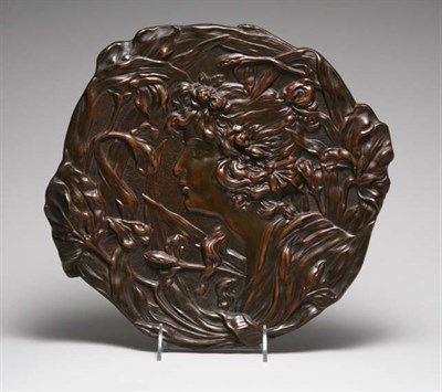 Lot 4416 - French Art Nouveau Style Bronzed Metal Plaque...