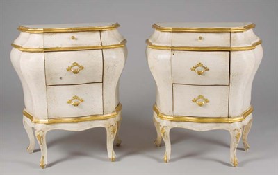 Lot 182 - Pair of Italian Gilt Decorated Painted Petit...
