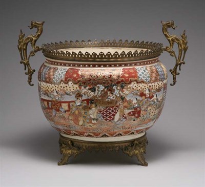 Lot 4384 - Gilt-Metal Mounted Satsuma Jardiniere Height...
