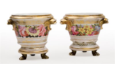 Lot 1562 - Pair of English Porcelain Cachepots and Stands...