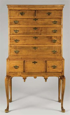 Lot 2075 - Queen Anne Maple High Chest New England, 18th...
