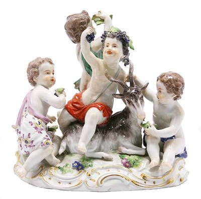 Lot 3633 - Meissen Porcelain Bacchanalian Figural Group...