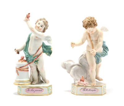 Lot 3637 - Pair of Meissen Porcelain Figures of Cupids...