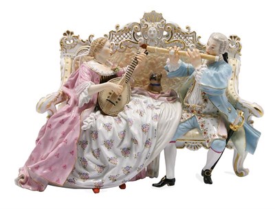 Lot 3642 - Meissen Porcelain Figural Group of a Courting...