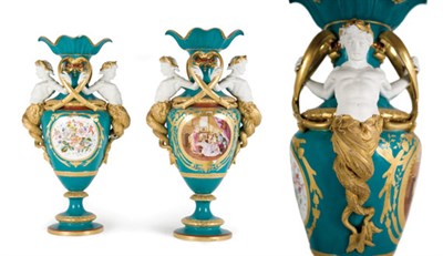 Lot 3679 - Pair of Paris Porcelain Gilt and Polychrome...