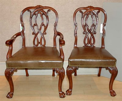 Lot 410 - Set of Eight George III Style Mahogany Ribbon...