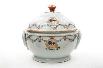 Lot 1303 - Chinese Porcelain Armorial Covered Tureen...
