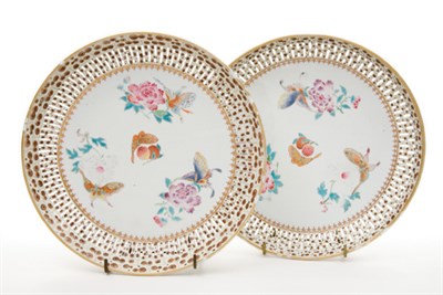 Lot 1282 - Pair of Chinese Export Porcelain Reticulated...
