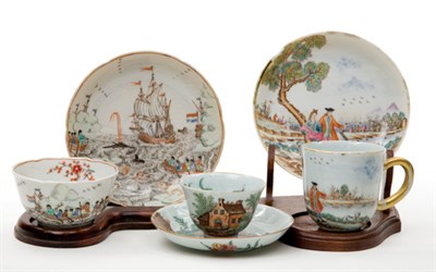 Lot 1330 - Two Chinese Export Porcelain Tea Bowls;...