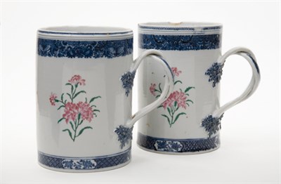 Lot 1337 - Pair of Chinese Export Porcelain Mugs Qianlong...