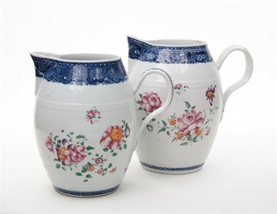 Lot 1336 - Two Similar Chinese Export Porcelain Jugs...