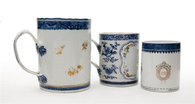 Lot 1340 - Group of Three Chinese Export Porcelain Mugs...