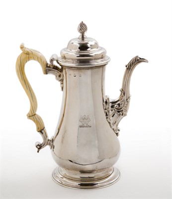 Lot 1219 - George II Silver Coffee Pot Maker's marks...