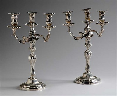 Lot 1228 - Pair of Early George III Silver Three-Light...