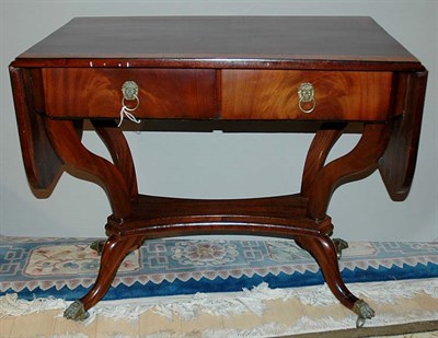 Lot 359 - Regency Style Banded Mahogany Sofa Table...