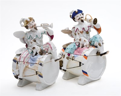 Lot 1499 - Pair of Continental Porcelain Jester-Form...