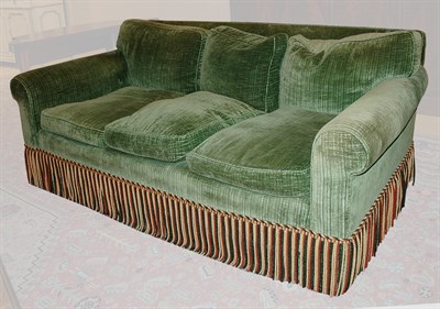 Lot 509 - Upholstered Green Velvet Sofa
