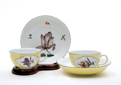 Lot 1549 - Pair of Meissen Porcelain Cups and Saucers...