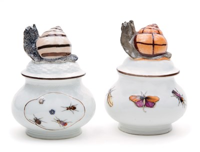 Lot 1550 - Pair of Meissen Porcelain Covered Jars Mid...