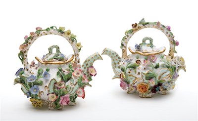 Lot 1568 - Pair of Coalport Porcelain Floral Encrusted...