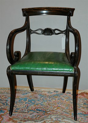 Lot 506 - Regency Style Grain Painted Ebonized Armchair