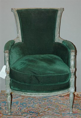 Lot 512 - Louis XVI Style Green Painted Bergere Height...