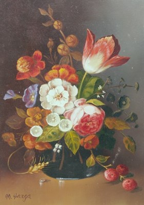 Lot 4083 - M. Varga 20th Century Floral Still Life Signed...