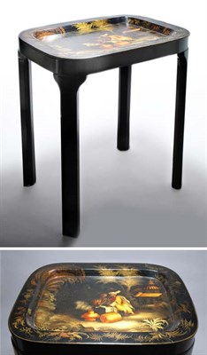 Lot 4773 - Victorian Style Papier Mache Tray on Stand...