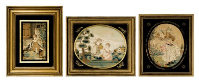 Lot 1113 - Group of Three English Silk Embroidered...