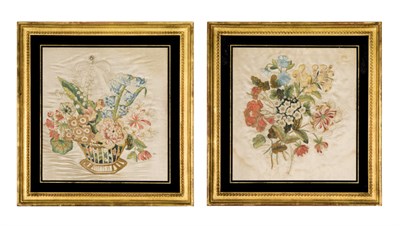 Lot 1114 - Pair of English Silk Embrodiered Needlework...