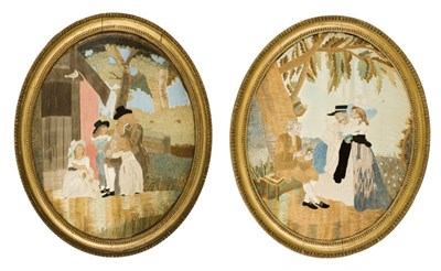 Lot 1112 - Pair of English Silk Embroidered and...
