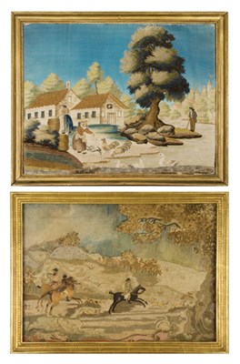 Lot 1117 - Two English Silk Needlework Embroidered...