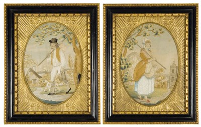 Lot 1120 - Pair of English Silk Embroidered Needlework...