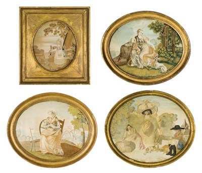 Lot 1123 - Group of Four English Silk Embroidered and...